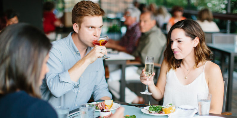 Picture of Guests enjoying an appetizer and drinks